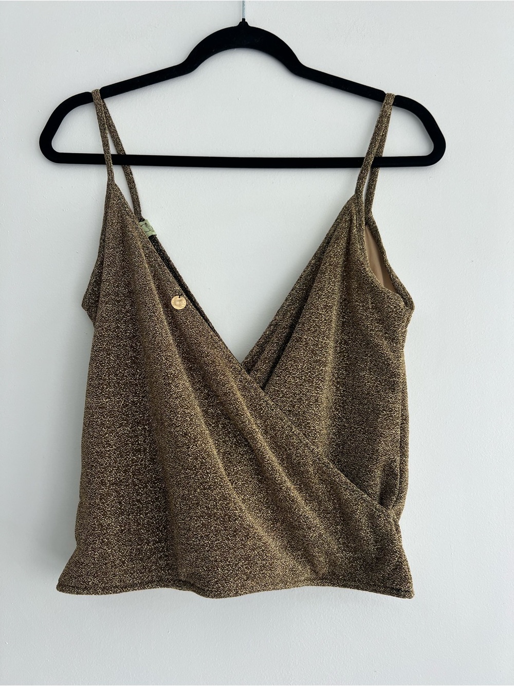 Gold Sparkle Wrap-Front Cami Top